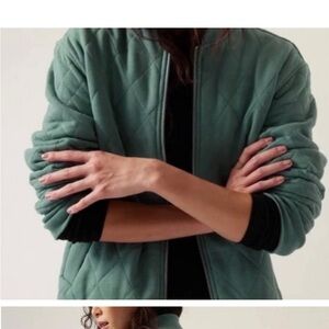 Athleta Quilted Teal Bomber Jacket